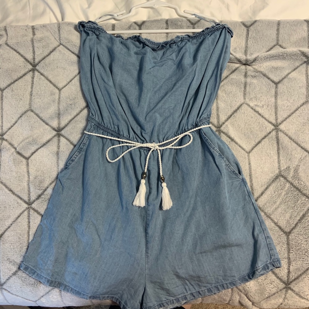 Blue sleeveless romper